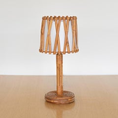 Louis Sognot 1960s French Rattan Lamp