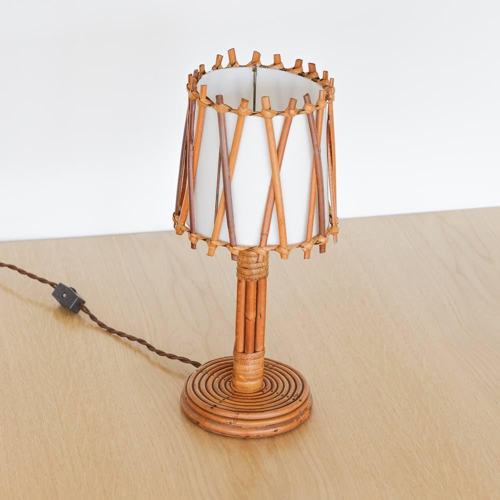 20th Century French Rattan Lamp by Louis Sognot For Sale