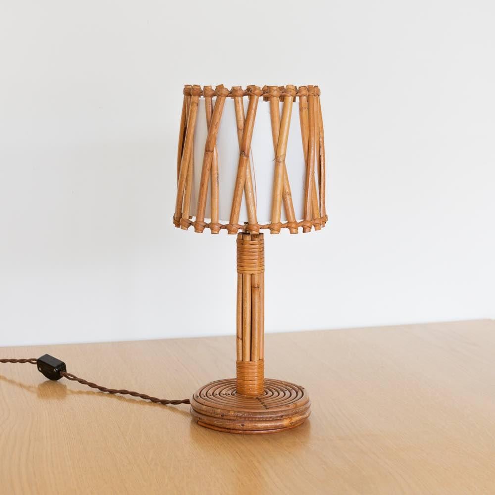 20th Century French Rattan Lamp by Louis Sognot For Sale