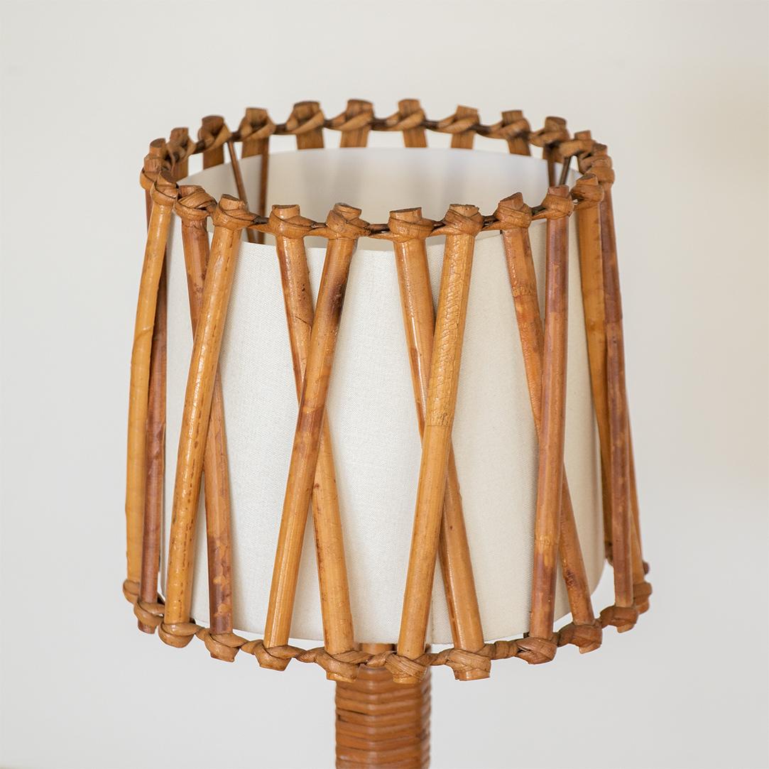 Silk French Rattan Lamp by Louis Sognot