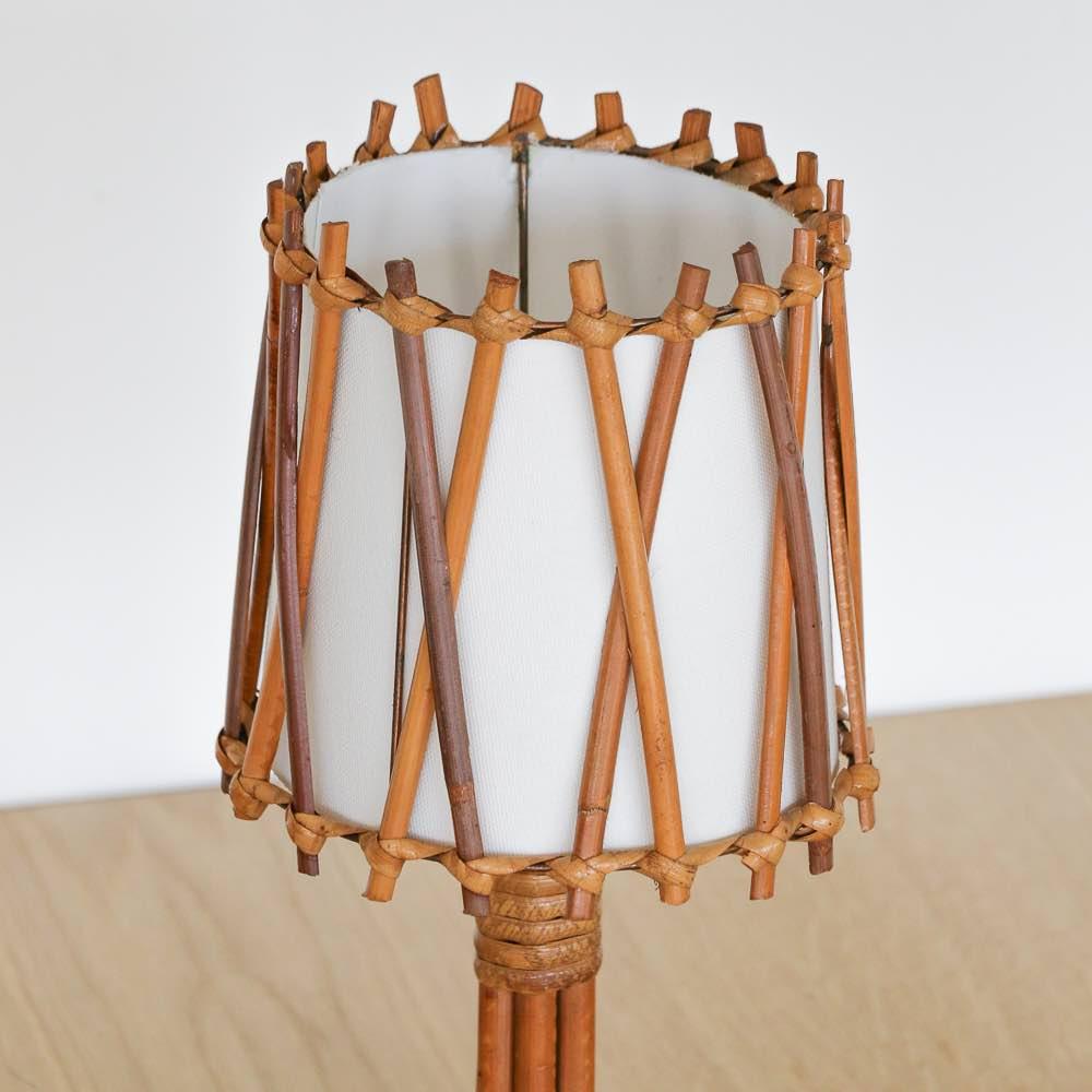 Lampe française en rotin par Louis Sognot en vente 1