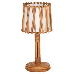 French Rattan Lamp by Louis Sognot