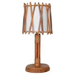 Vintage French Rattan Lamp by Louis Sognot