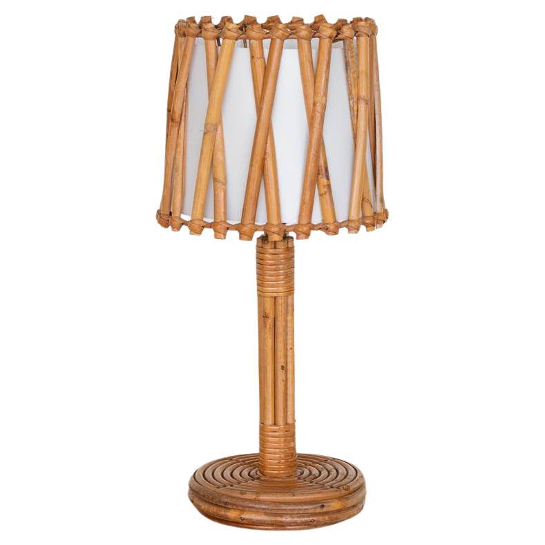 French Rattan Lamp by Louis Sognot For Sale