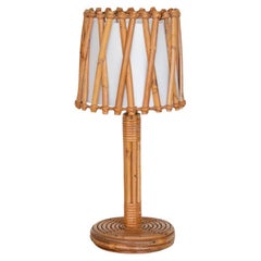 Vintage French Rattan Lamp by Louis Sognot