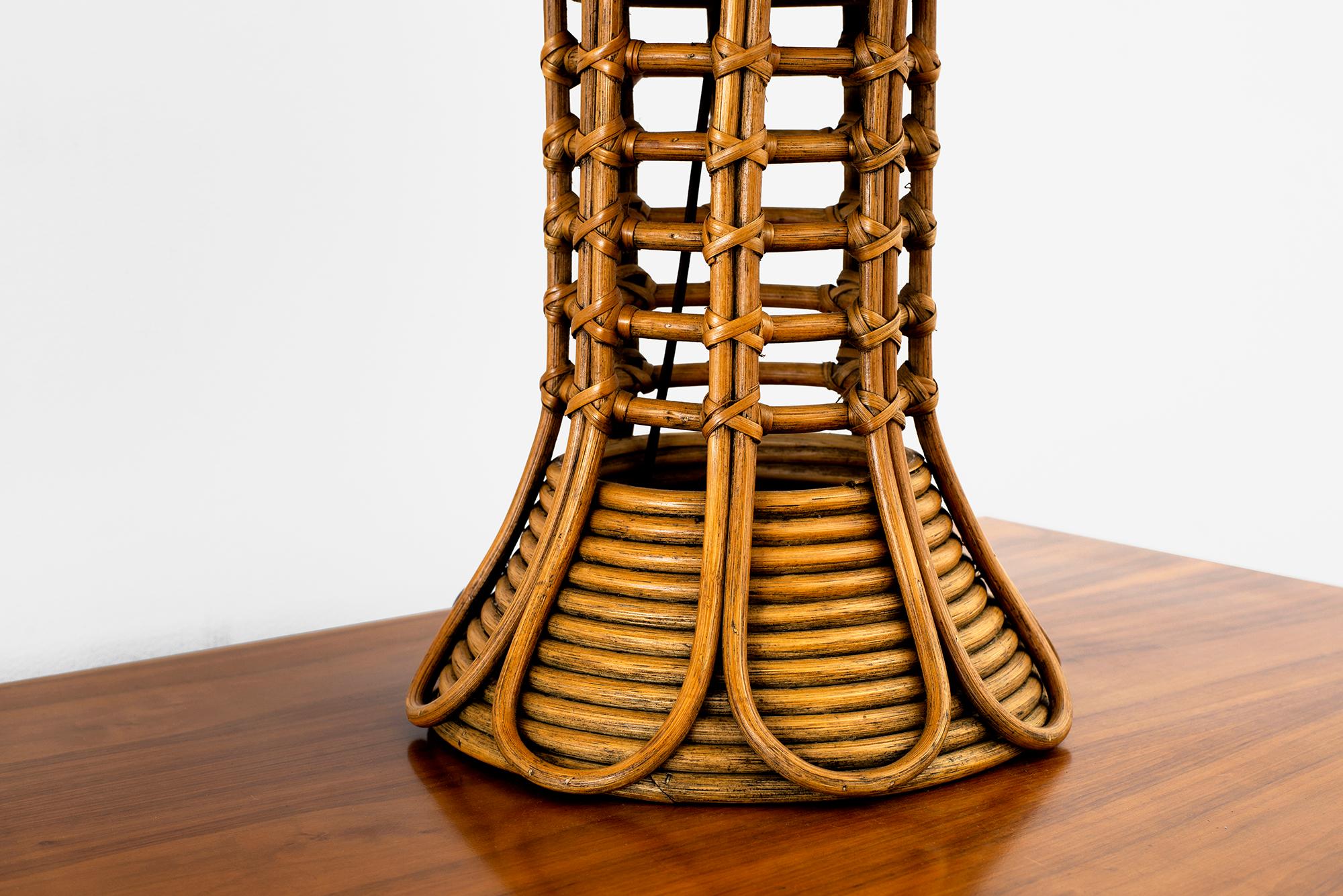 Mid-20th Century French Rattan Lamp