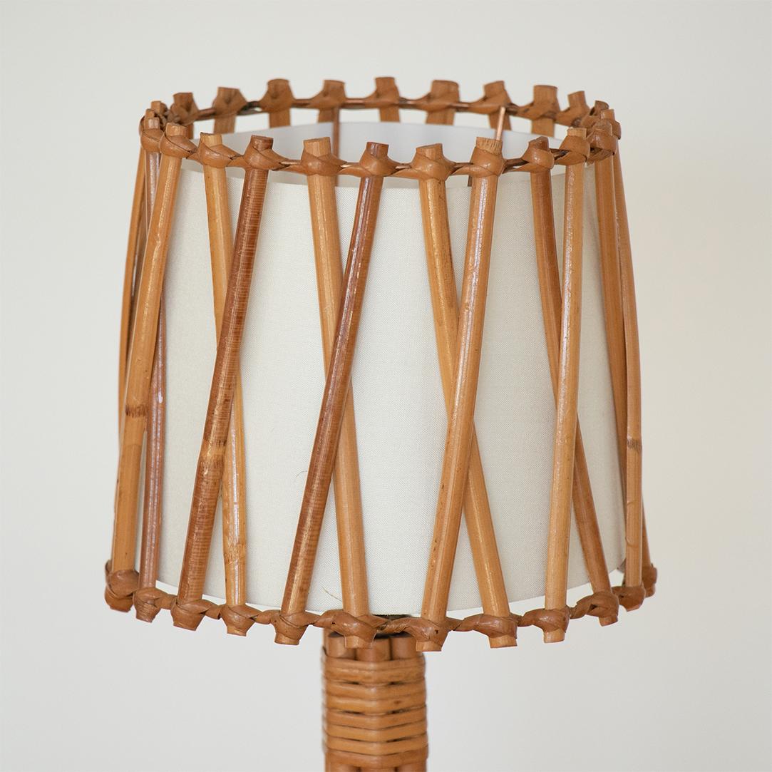 French Rattan Lamp in the Style of Louis Sognot In Good Condition In Los Angeles, CA