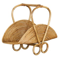 French Rattan Magazine Rack