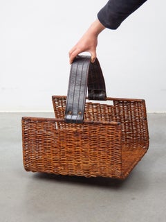 French Rattan Magazine Rack / Newspaper Rack 60s Mid Century Vintage