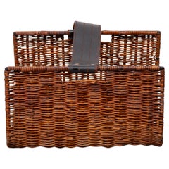 French Rattan Magazine Rack / Newspaper Rack 60s Mid Century Vintage