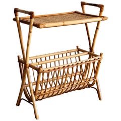 French Rattan Magazine Table