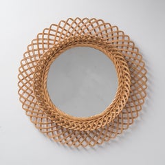 French Rattan Mirror, 1960s