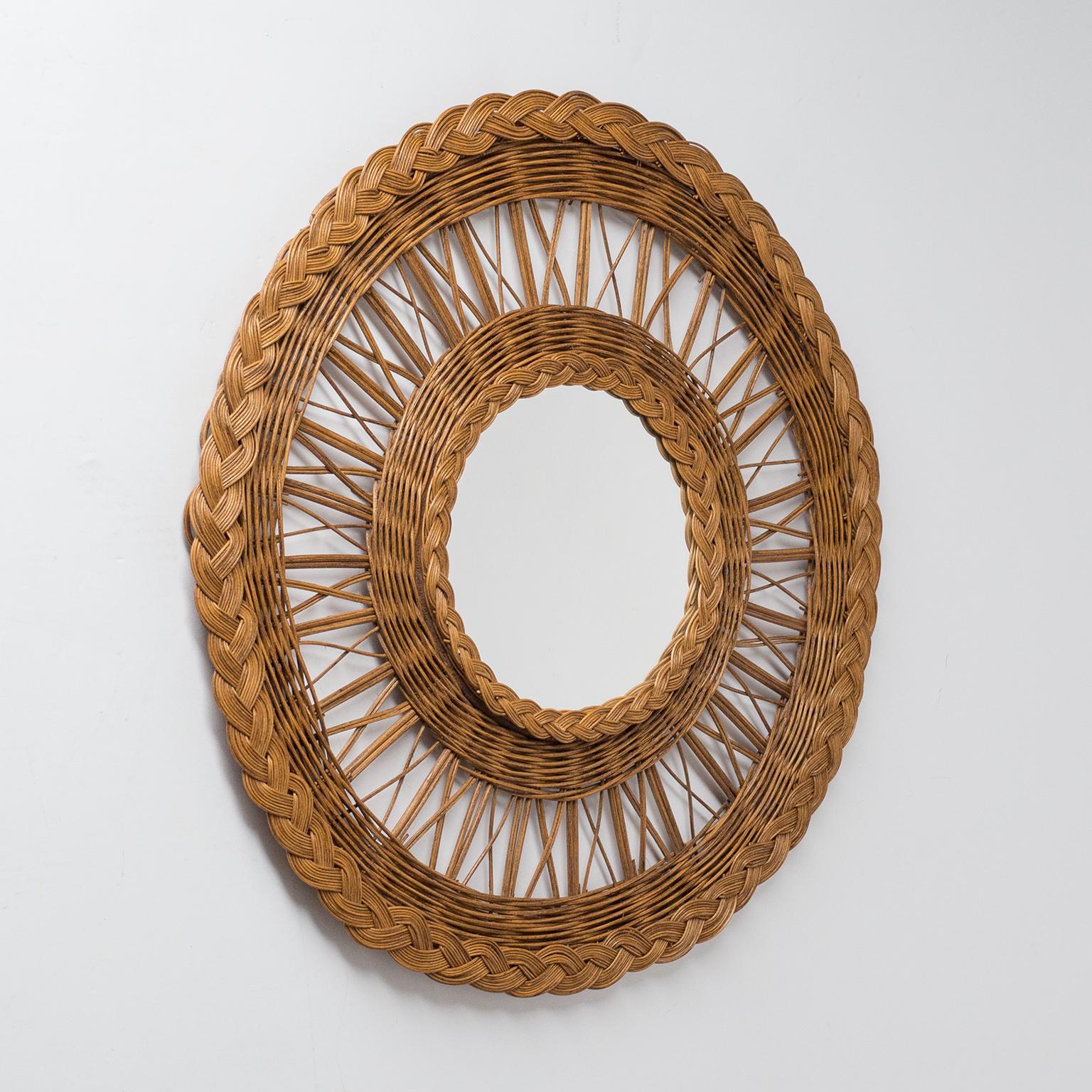 French Rattan Mirror, 1960s In Good Condition In Vienna, AT