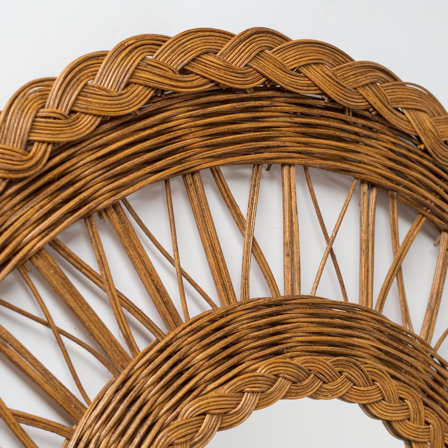 Mid-20th Century French Rattan Mirror, 1960s