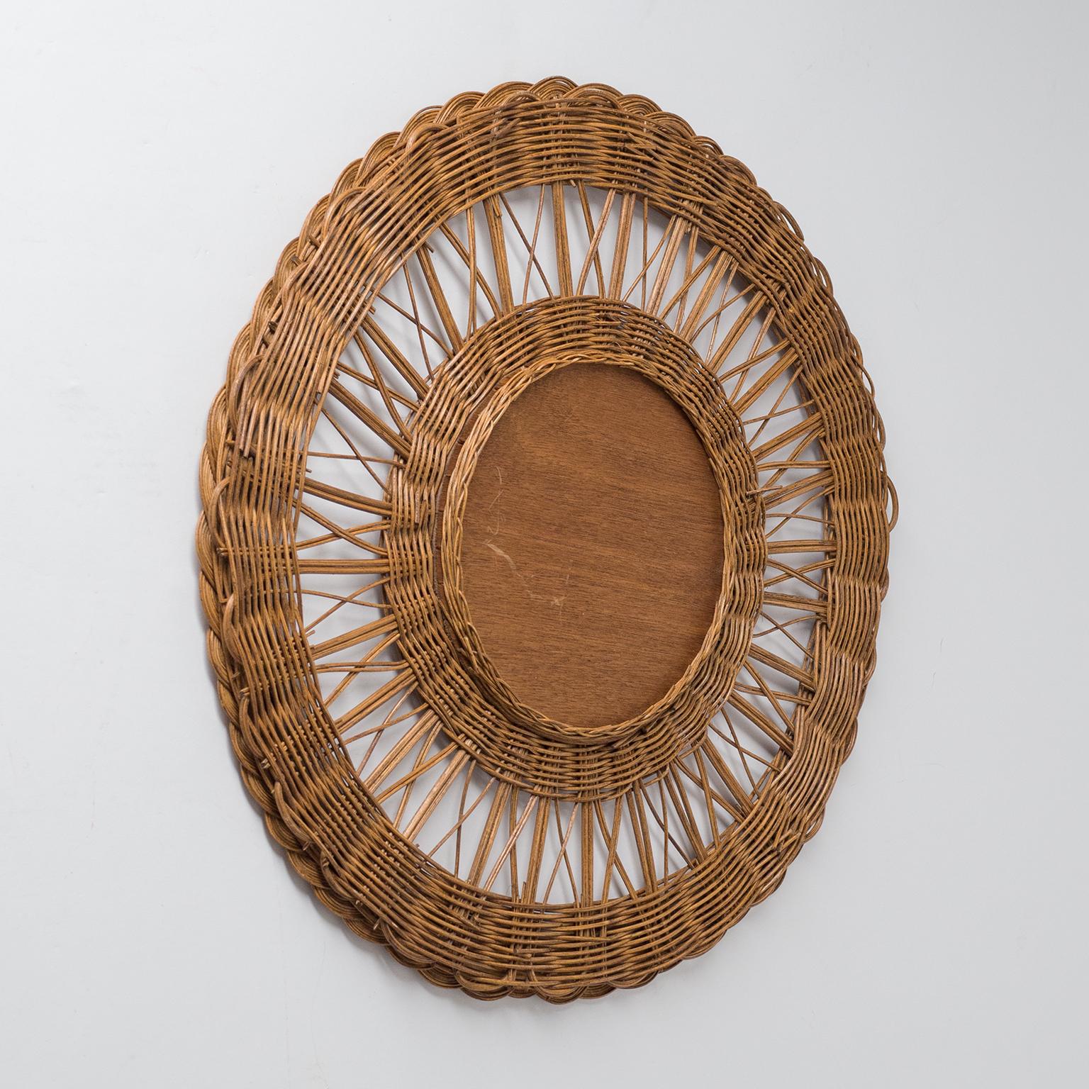 French Rattan Mirror, 1960s 1
