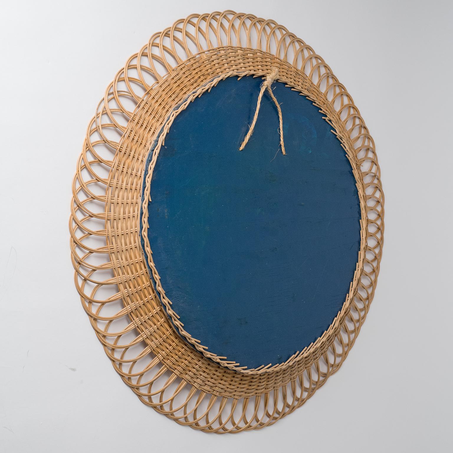 French Rattan Mirror, 1960s 2