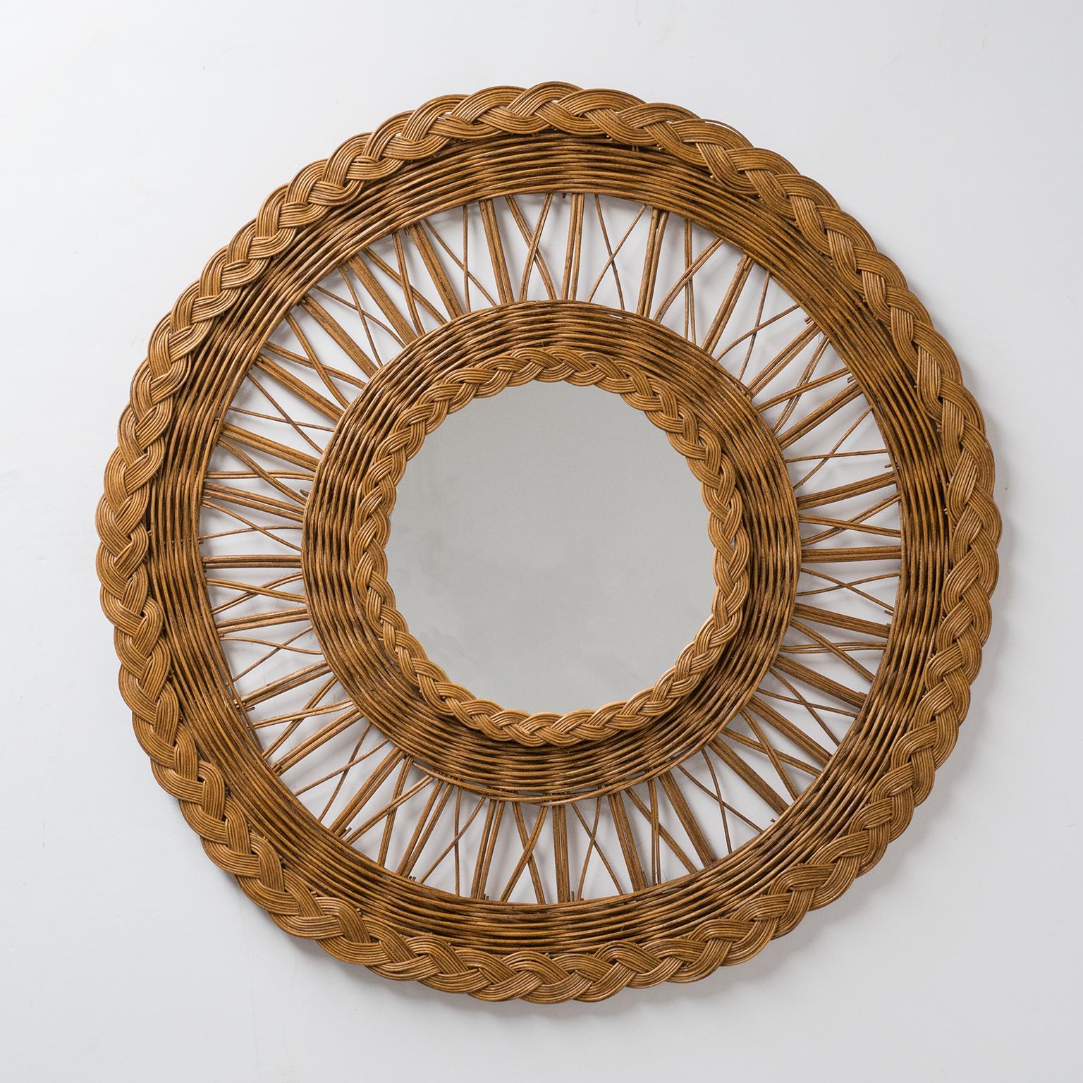 French Rattan Mirror, 1960s 3