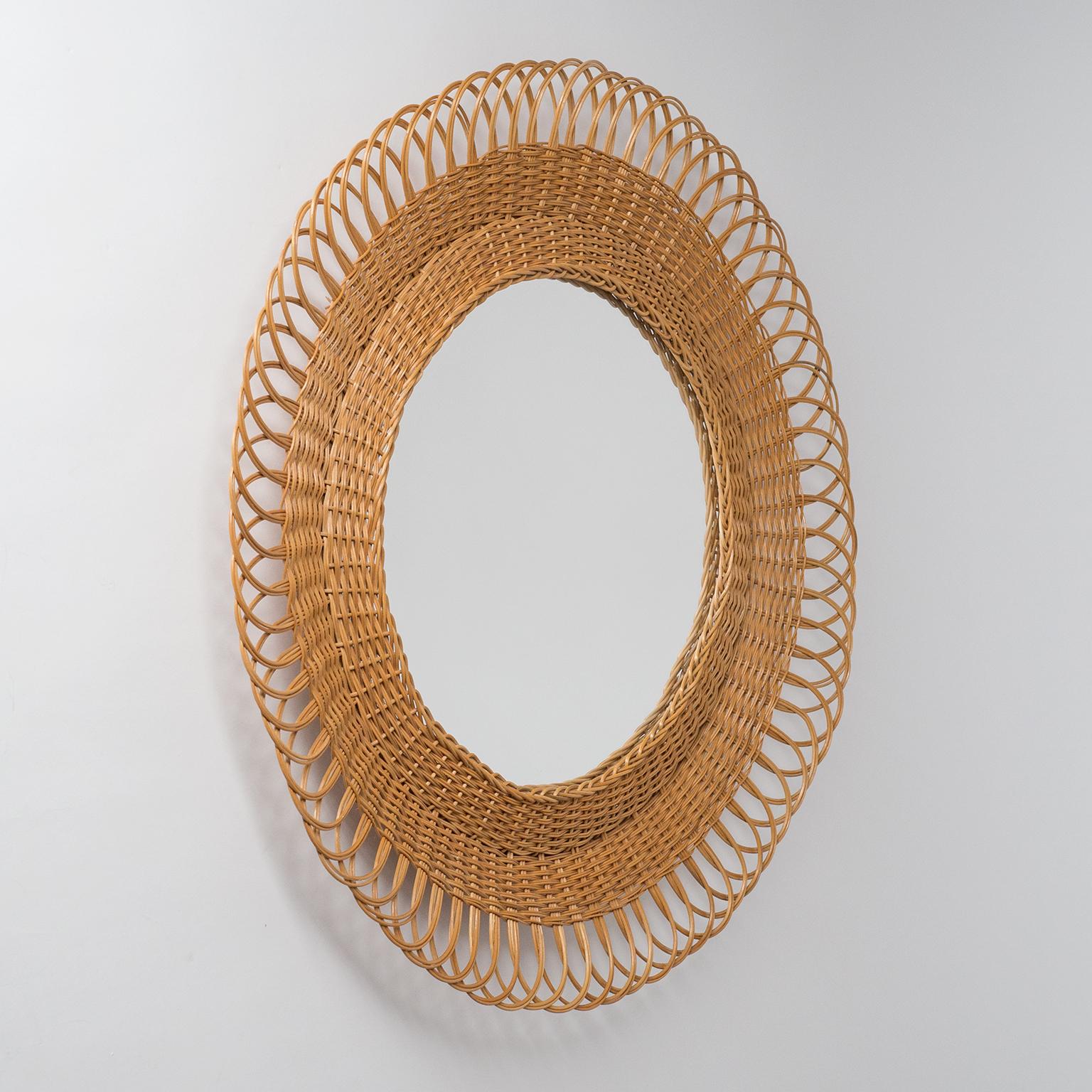 French Rattan Mirror, 1960s 4