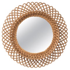 Retro French Rattan Mirror, 1960s