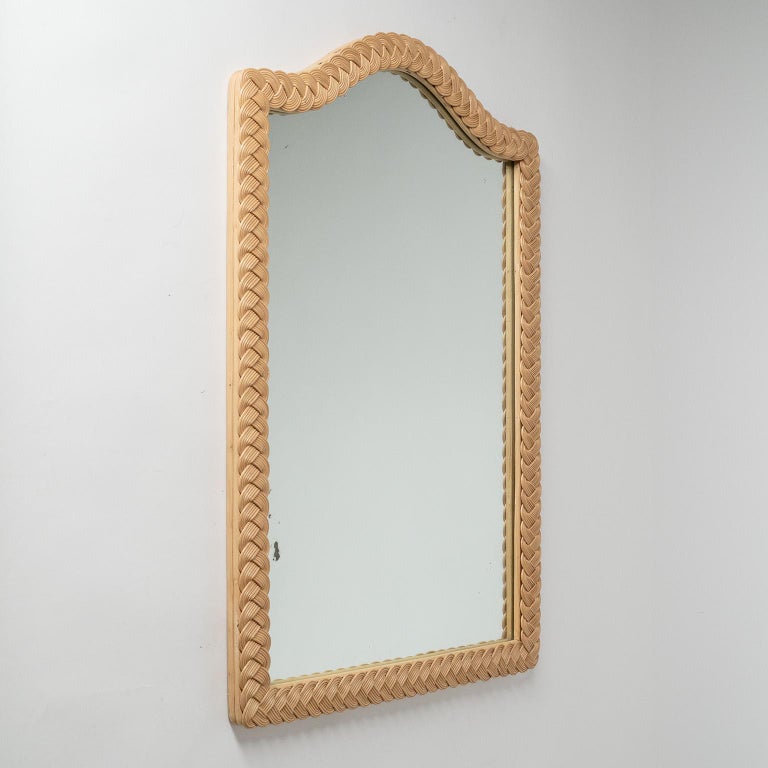 French Rattan Mirror, 1970s For Sale at 1stDibs