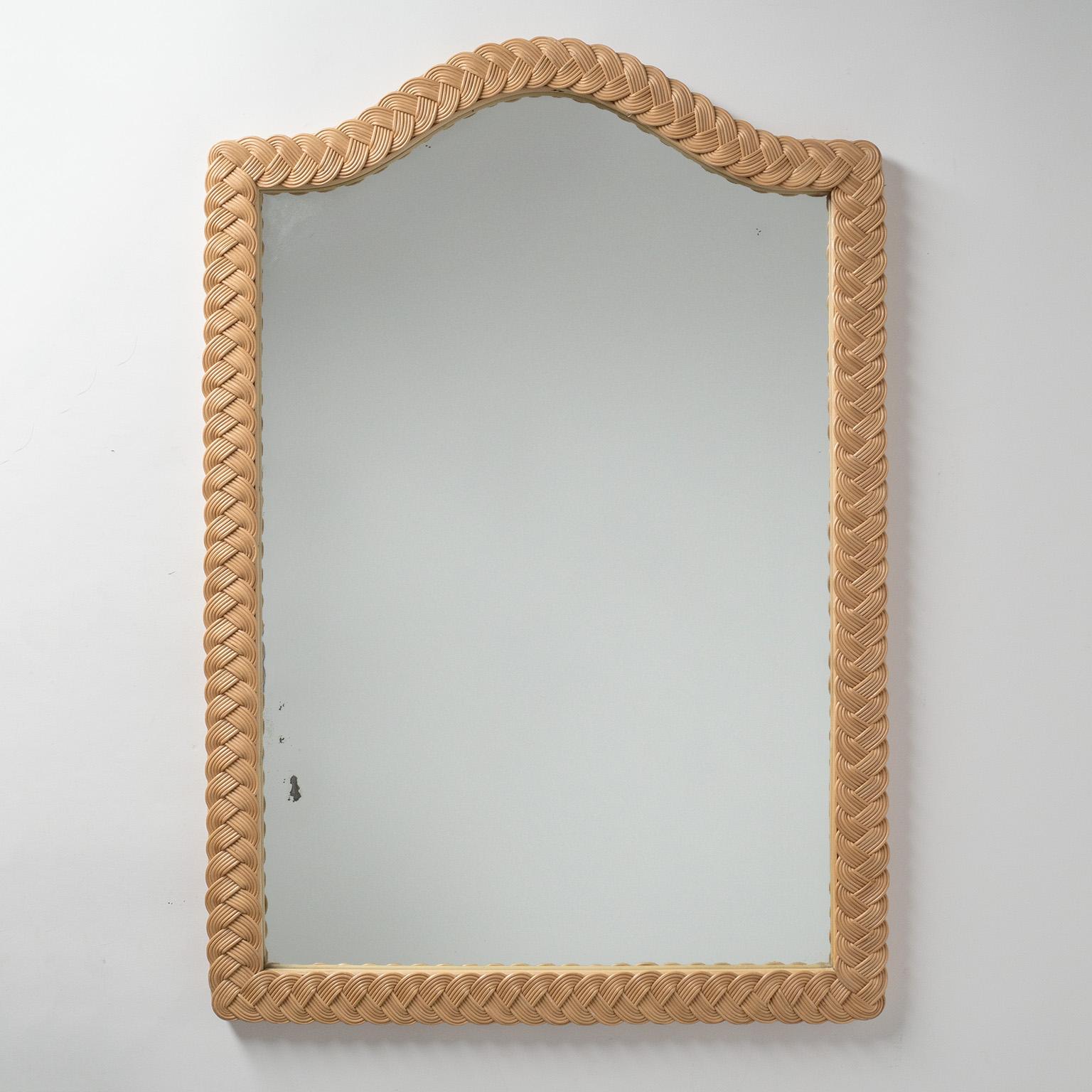 Late 20th Century French Rattan Mirror, 1970s For Sale