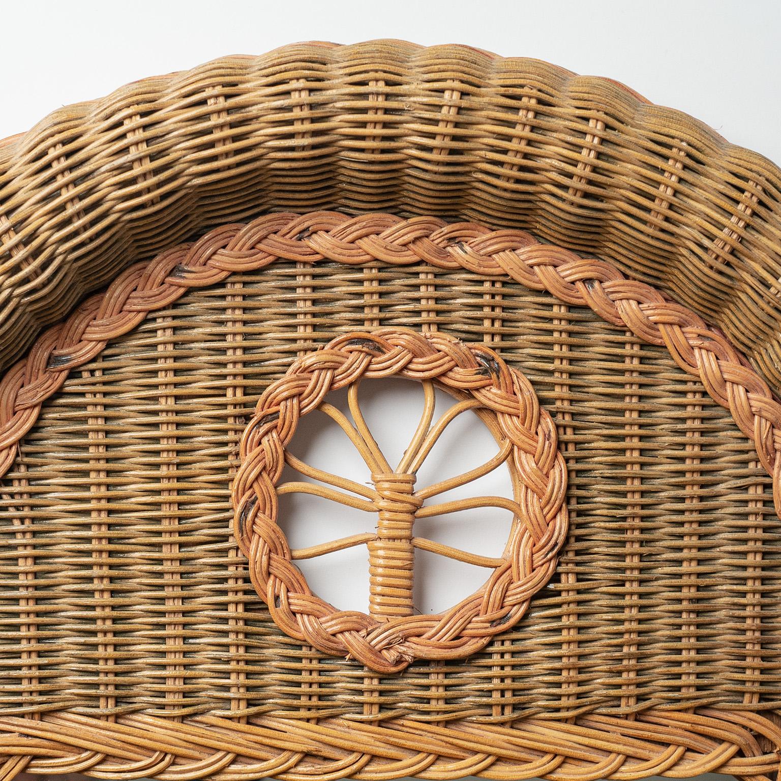 Wicker French Rattan Mirror, 1970s For Sale
