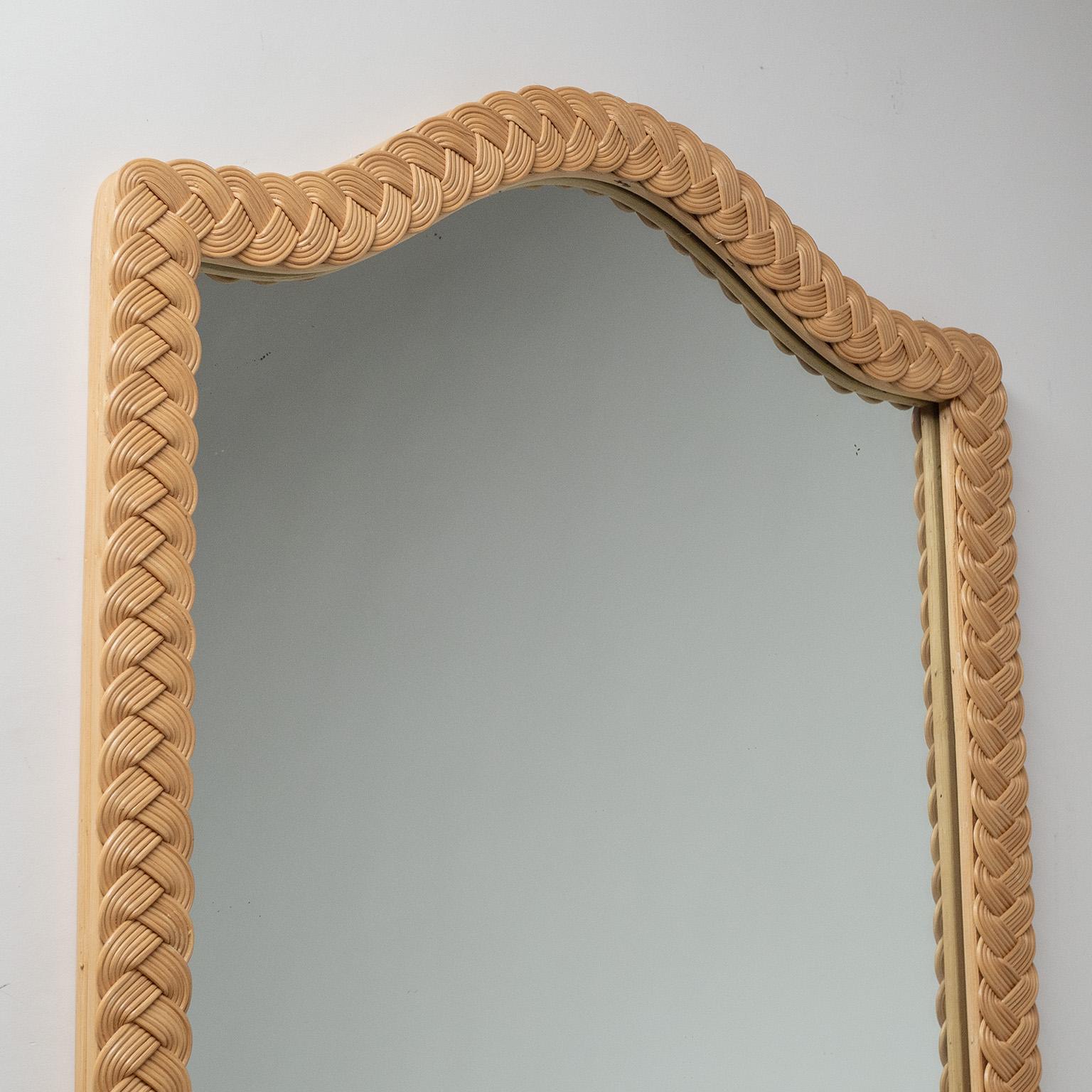 French Rattan Mirror, 1970s 2