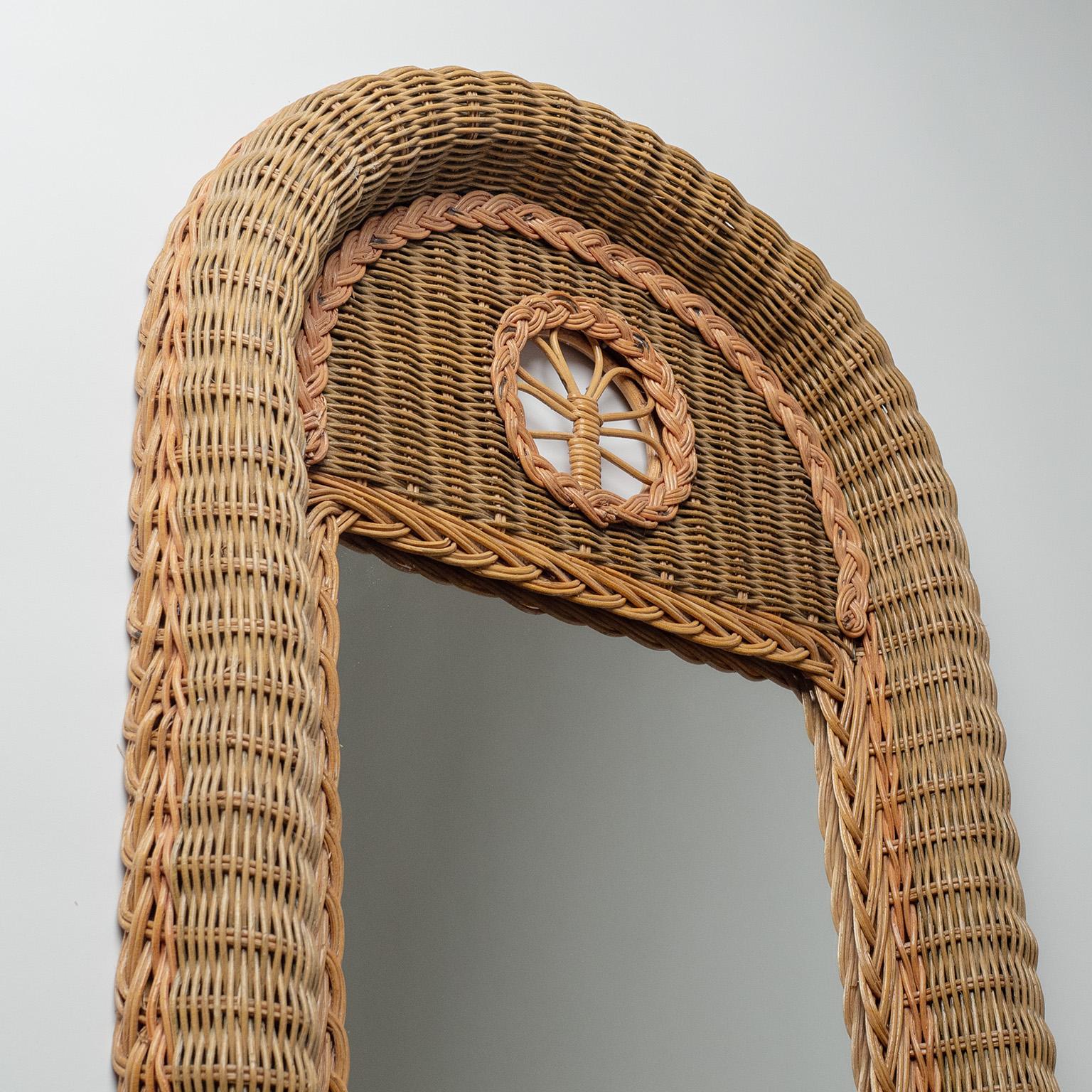 French Rattan Mirror, 1970s For Sale 1