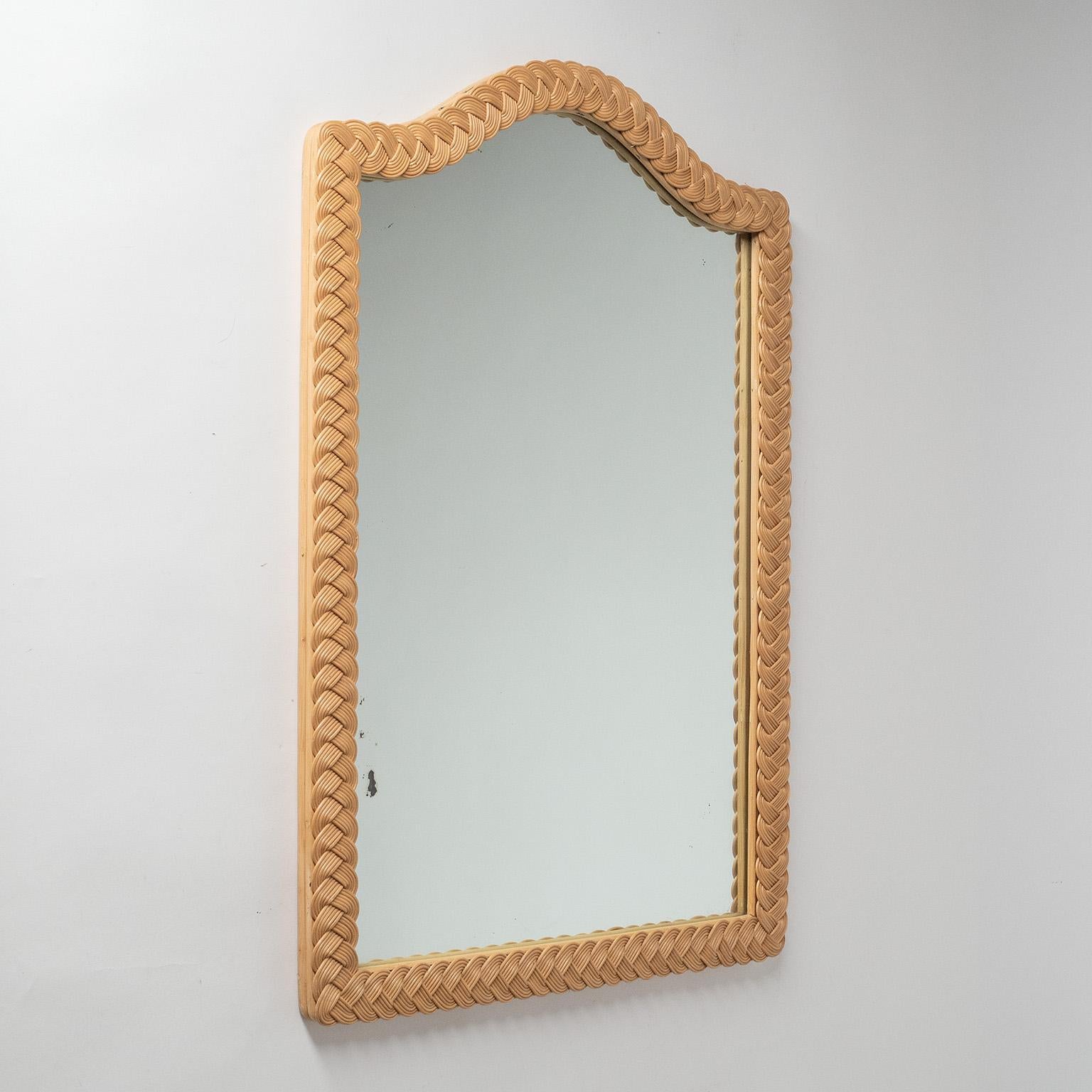 French Rattan Mirror, 1970s For Sale 3