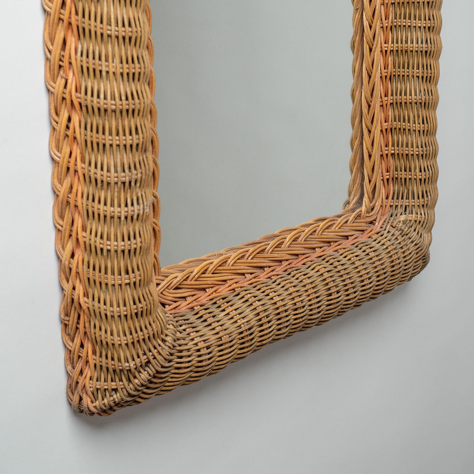 French Rattan Mirror, 1970s For Sale 2
