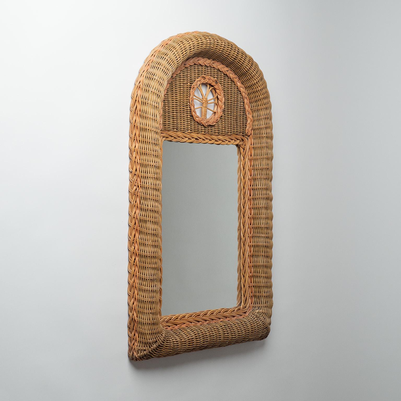 French Rattan Mirror, 1970s For Sale 3
