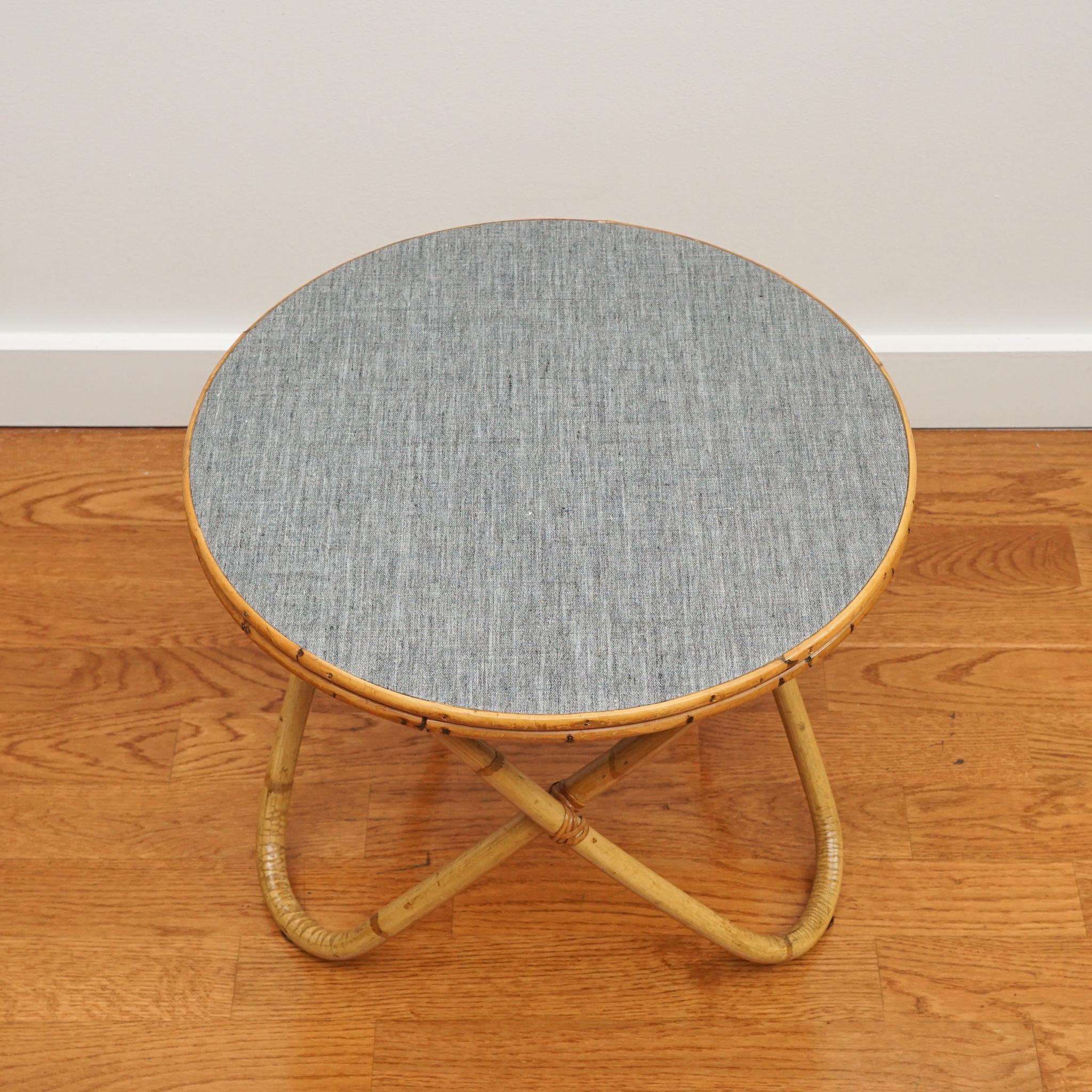 Mid-Century Modern French Rattan Occasional Table