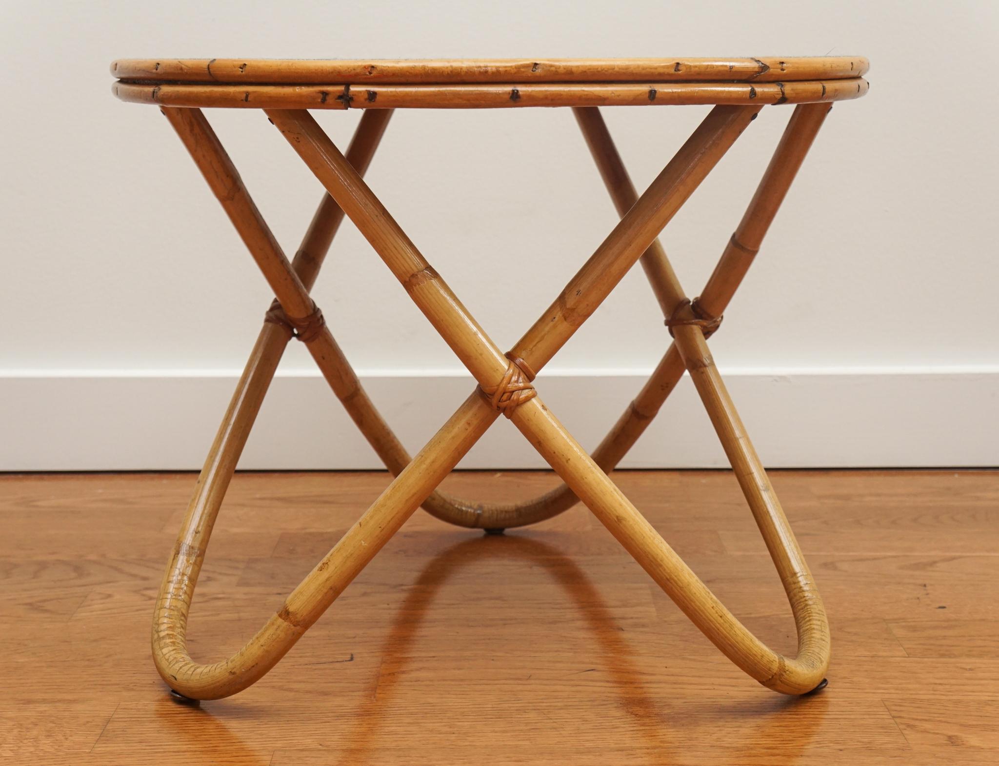 French Rattan Occasional Table In Good Condition In Hudson, NY