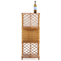 French Rattan Open Square Bookshelf, C. 1950.