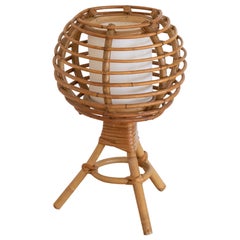 French Rattan Orb Lamp