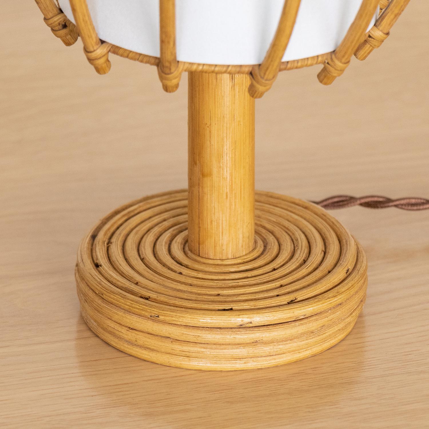 French Rattan Orb Table Lamp For Sale 1