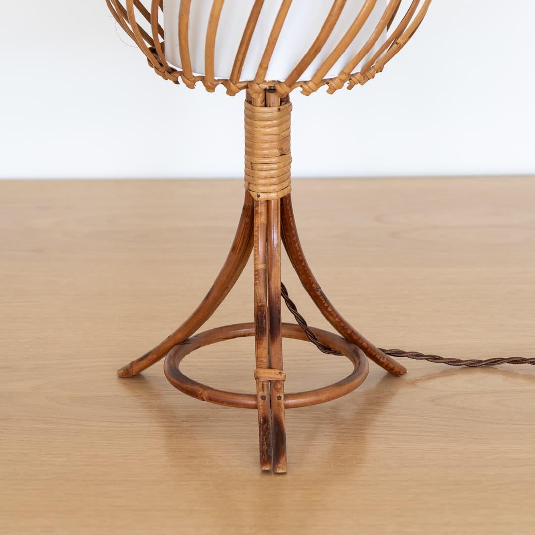 French Rattan Orb Table Lamp For Sale 3