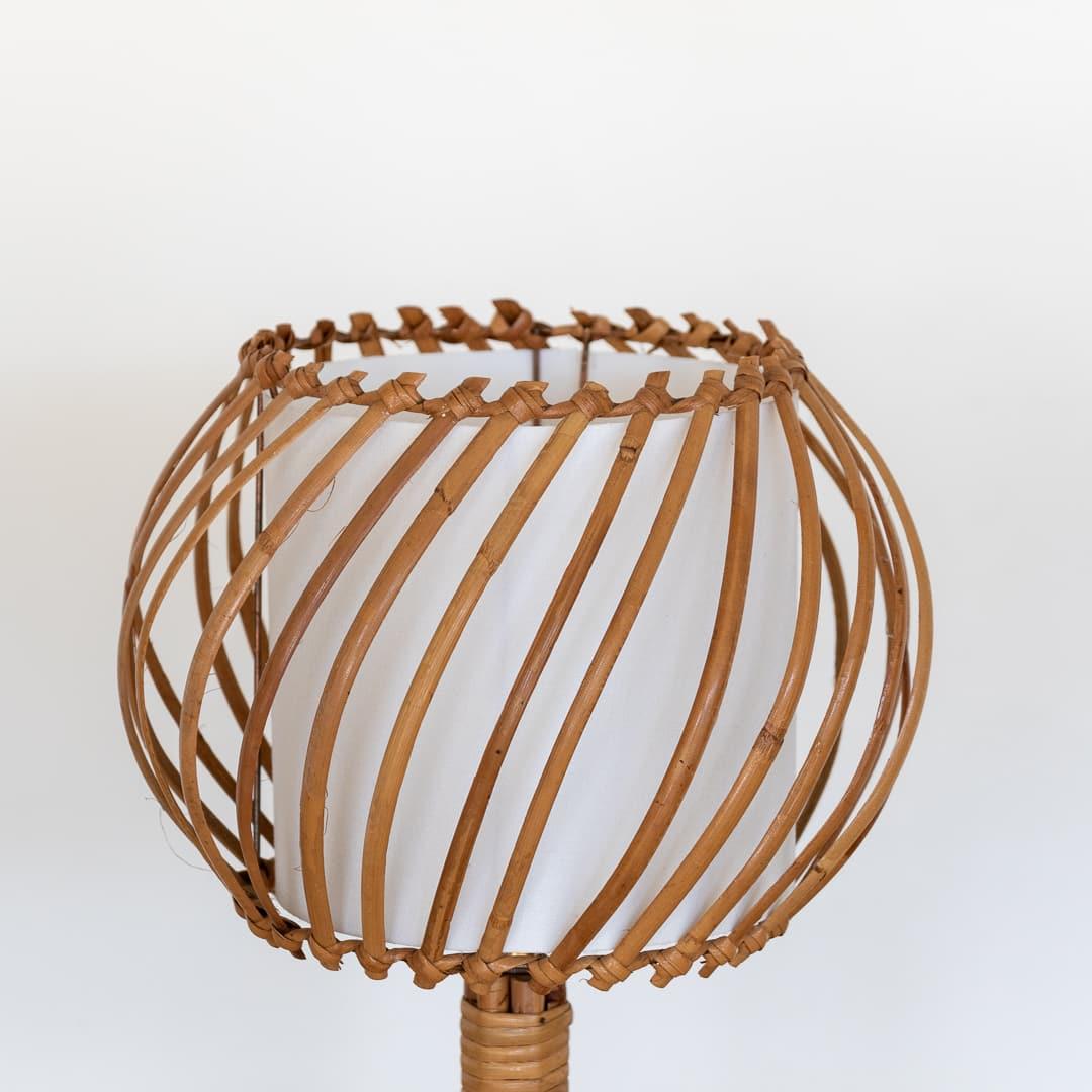 French Rattan Orb Table Lamp For Sale 4