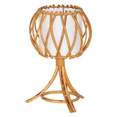 French Rattan Orb Table Lamp