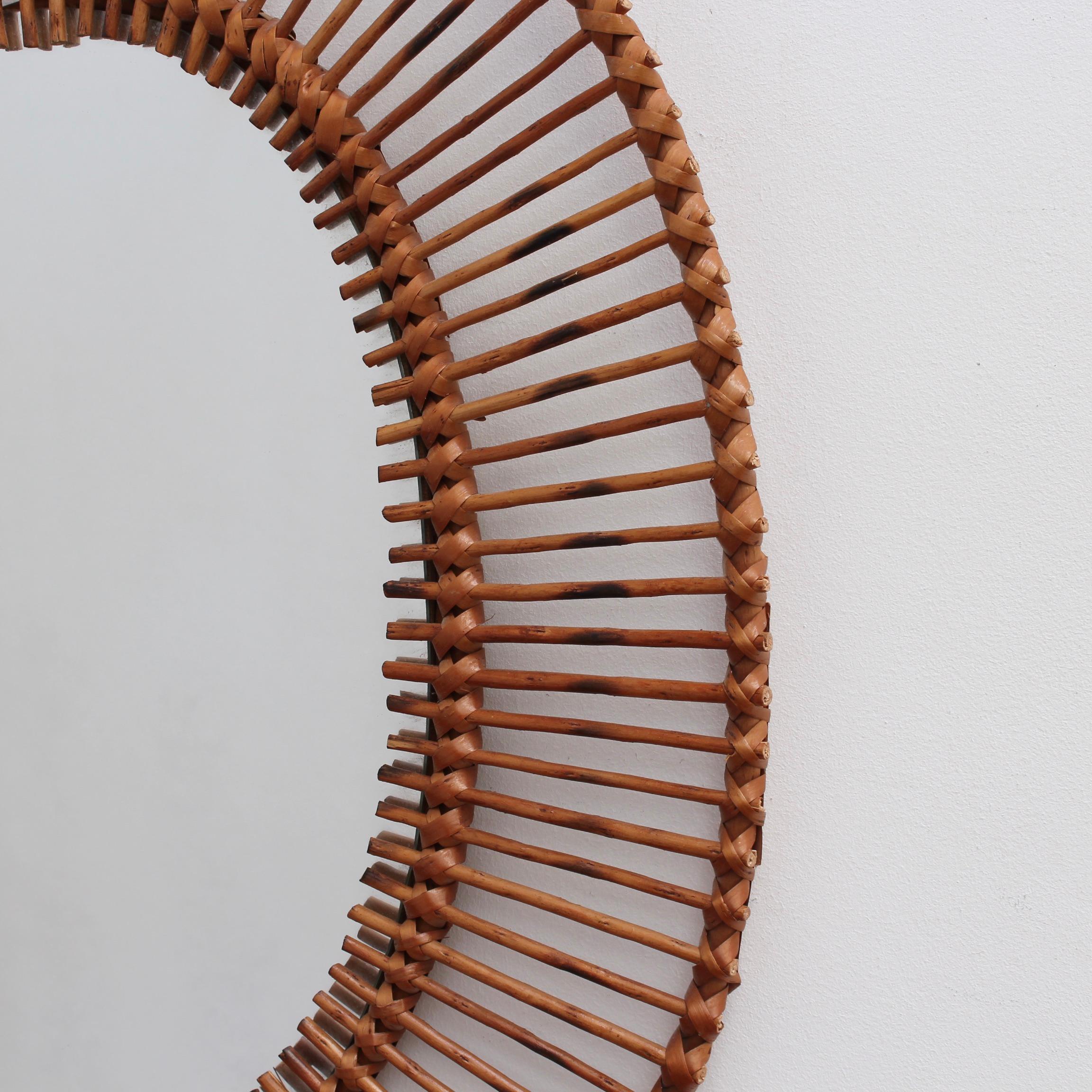 French Rattan Oval-Shaped Wall Mirror, circa 1960s 5