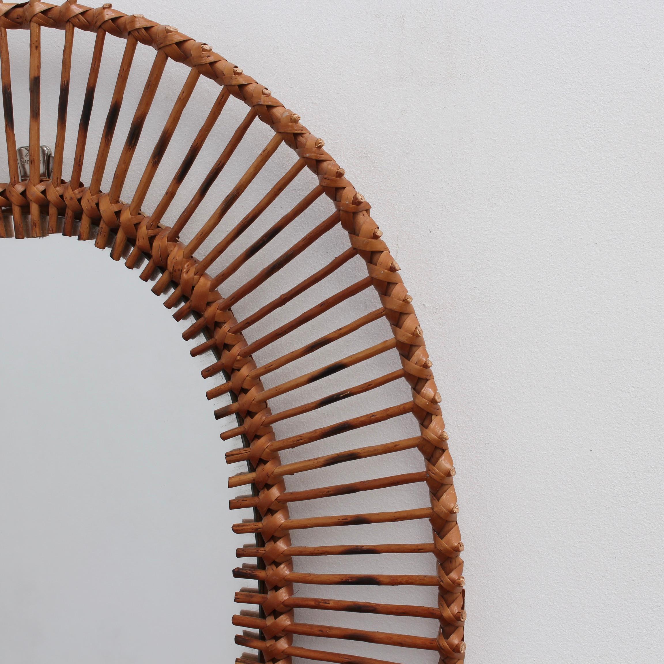French Rattan Oval-Shaped Wall Mirror, circa 1960s 6