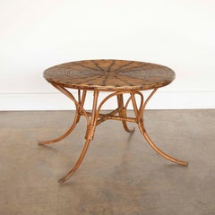 French Rattan Oval Side Table
