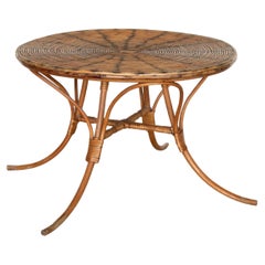 French Rattan Oval Side Table