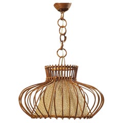 French Rattan Pendant Lamp 1960s