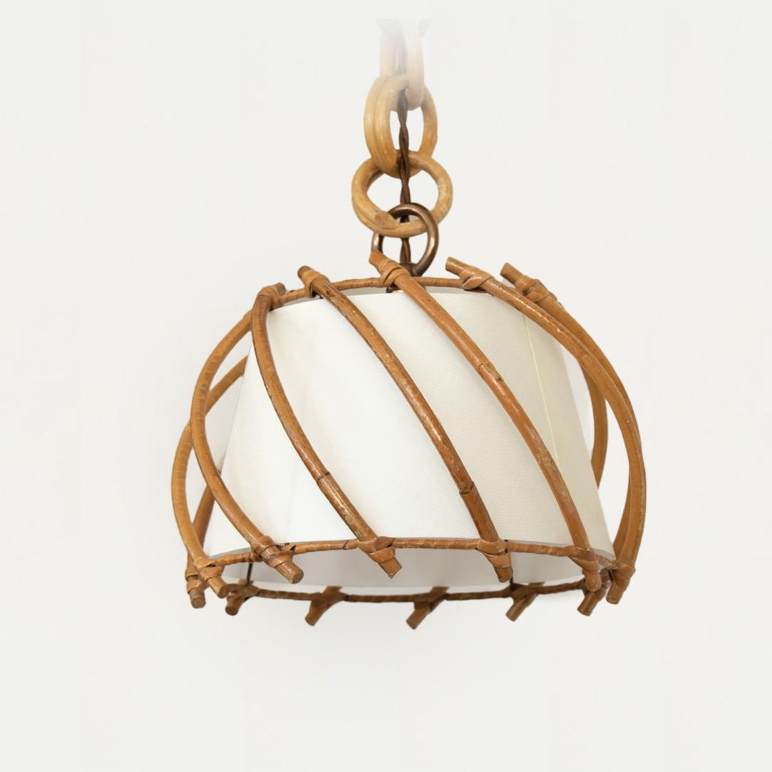 French Rattan Pendant Light In Good Condition In Los Angeles, CA
