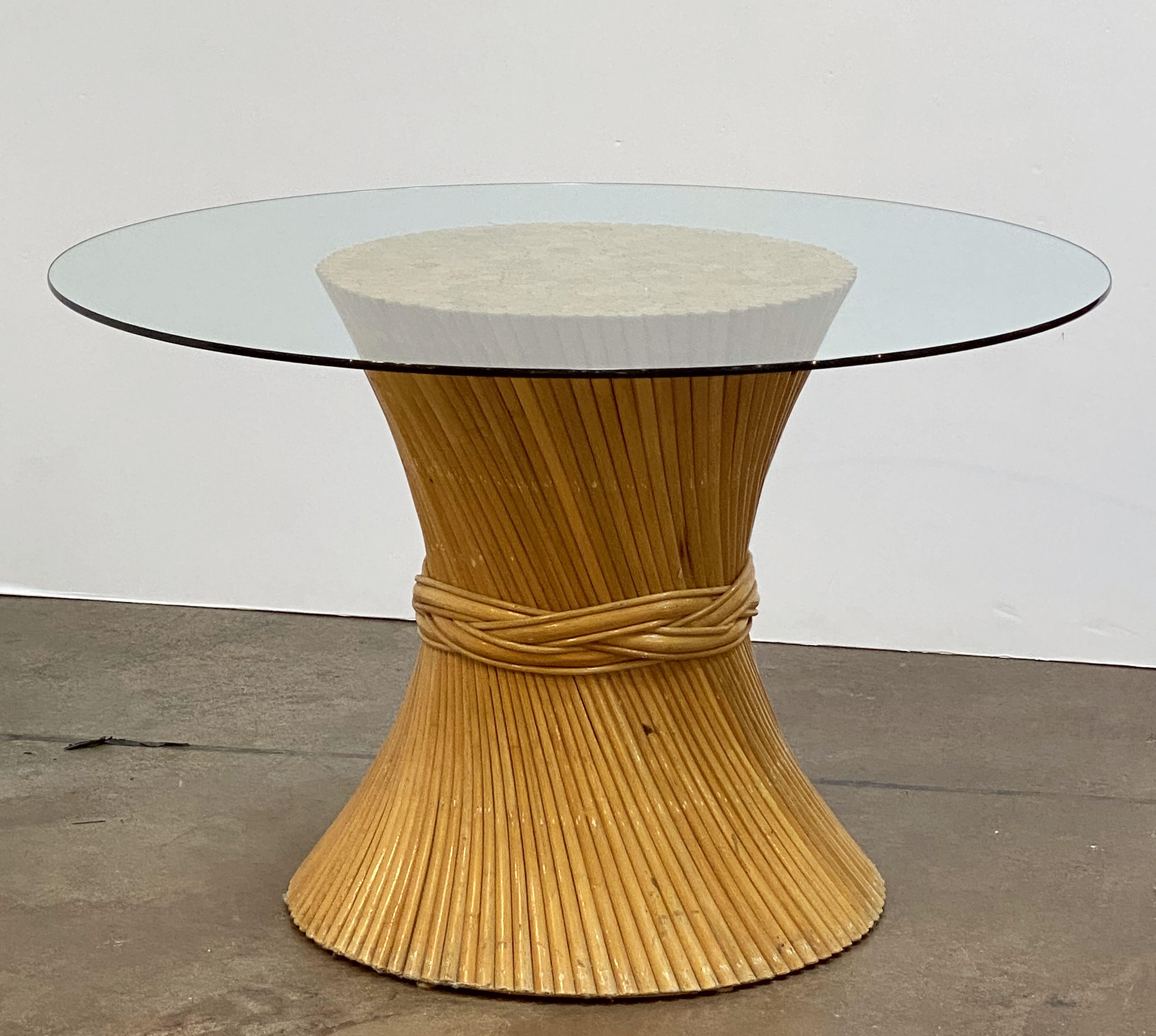 table ronde rotin plateau verre