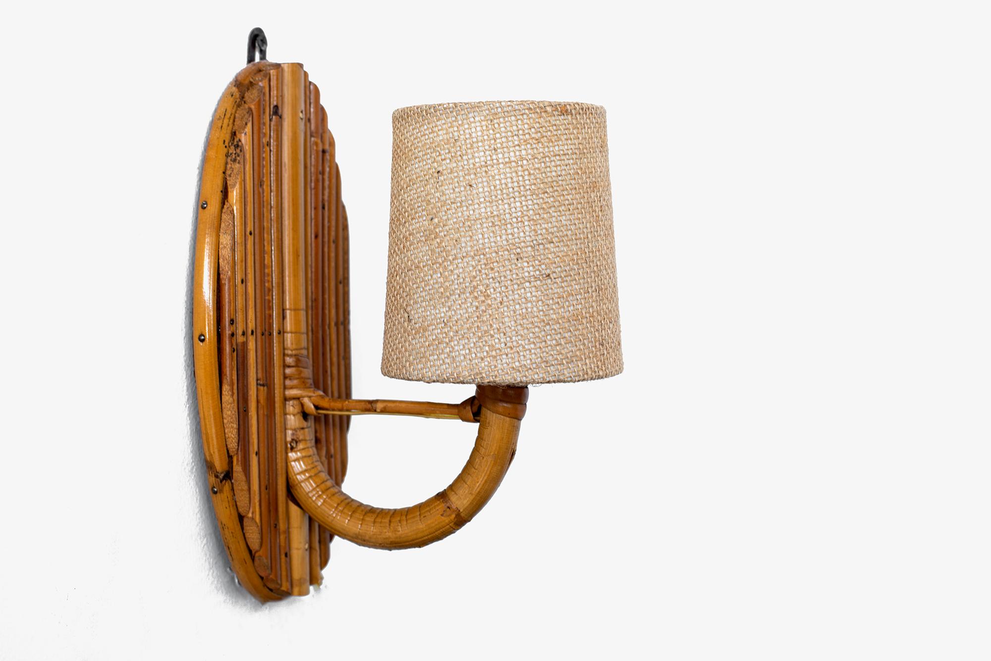 Mid-20th Century French Rattan Sconces