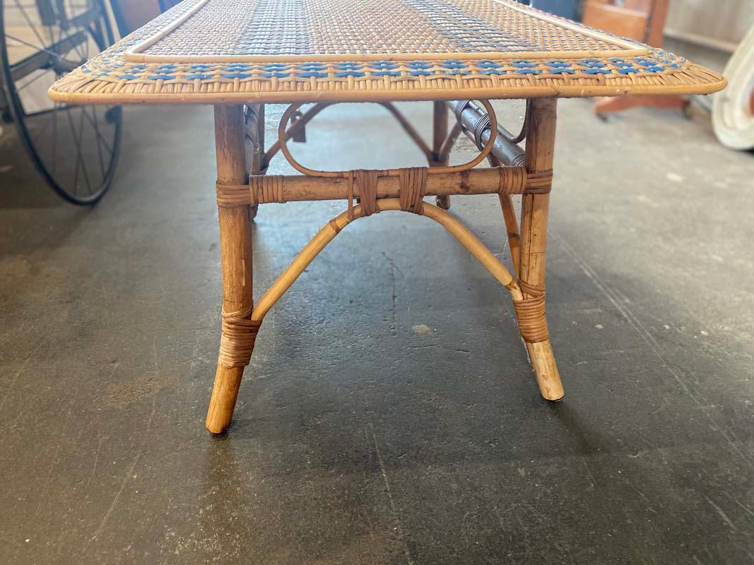 French Rattan Side Table, Art Nouveau 7