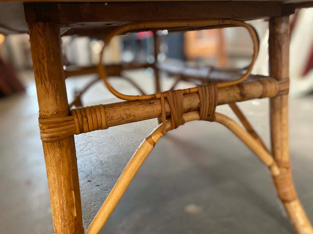 French Rattan Side Table, Art Nouveau 8