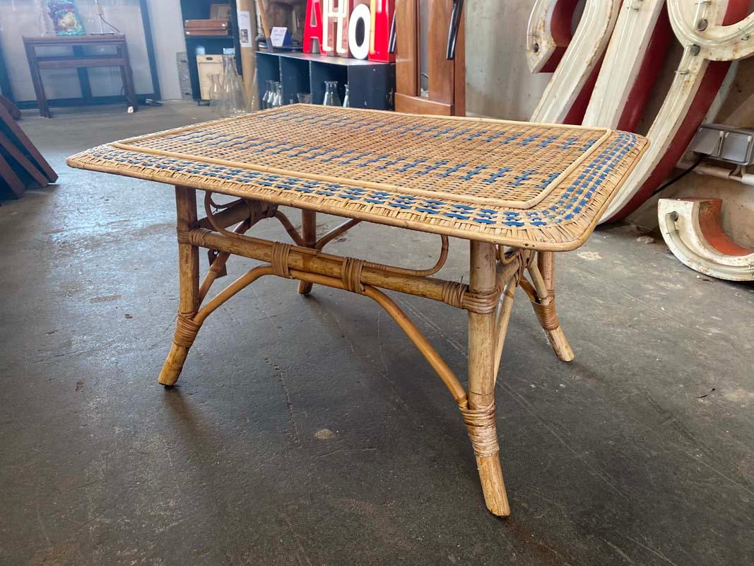 French Rattan Side Table, Art Nouveau 10